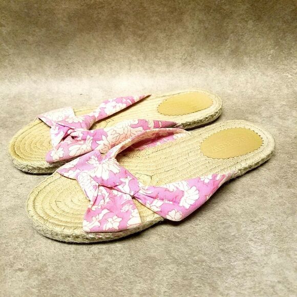 J. Crew Womens   Size 6 Pink  Fabric Slide Floral Espadrille Sandals - Picture 3 of 10